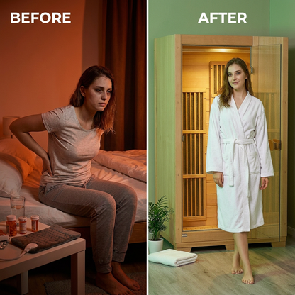 Far Infrared Wooden Sauna Room Home Sauna Spa for 1 Person1140W — Before & After
