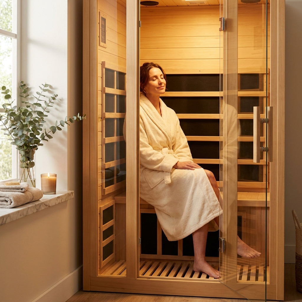 Far Infrared Wooden Sauna Room Home Sauna Spa for 1 Person1140W — Lifestyle